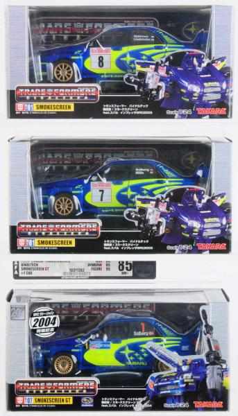 Appraisal: Lot of Subaru Transformers Smokescreen Cars AFA graded Condition Near