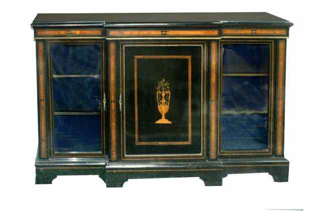 Appraisal: A VICTORIAN EBONY AND BURR COROMANDEL INLAID BREAK FRONT SIDE