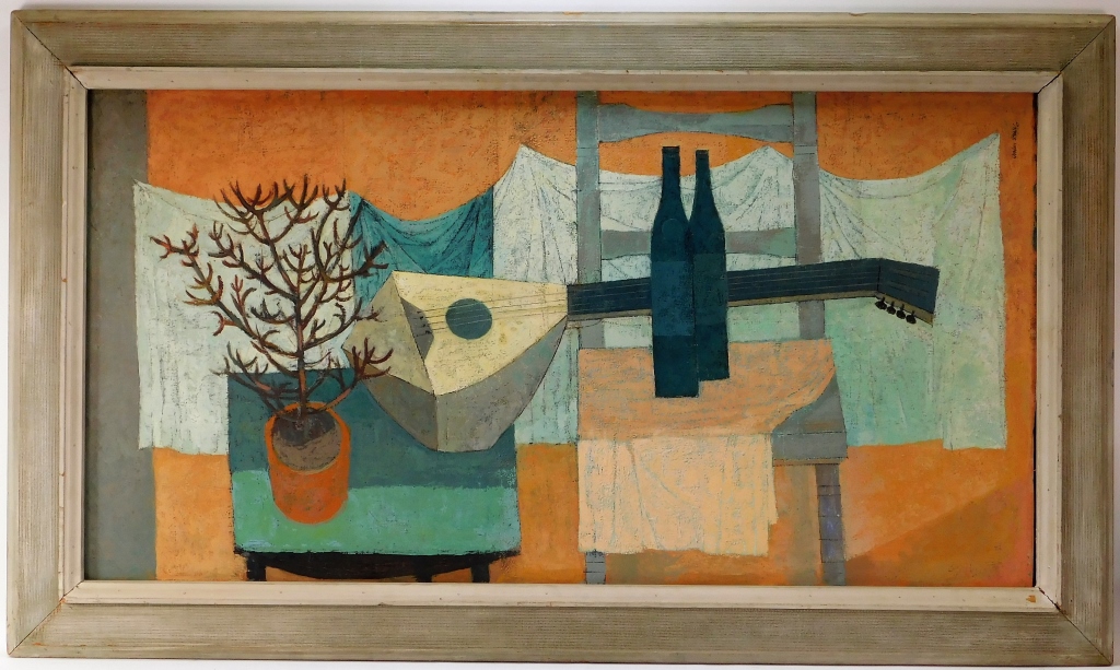 Appraisal: GORDON STEELE CUBIST MANDOLIN STILL LIFE PAINTING New York -