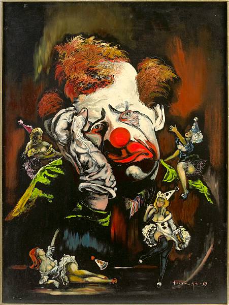 Appraisal: An Emmett Kelly or Red Skelton clown painting Oil on