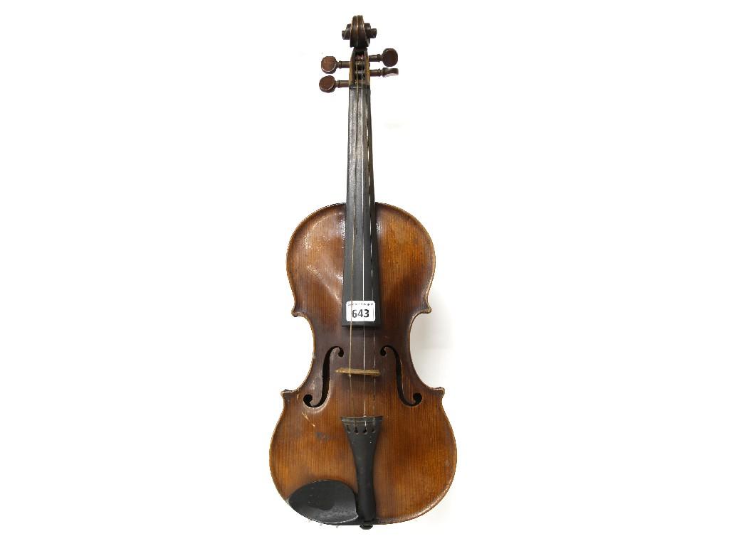 Appraisal: Early th century violin labelled Jacobus Stainer cm