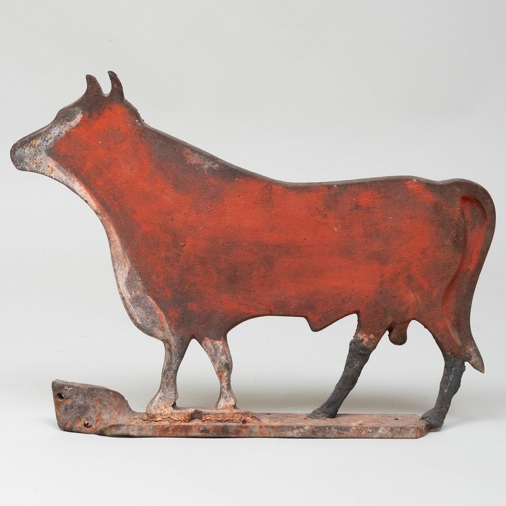 Appraisal: Painted Metal and Zinc Cow-Form Butcher's Sign Possibly a windmill