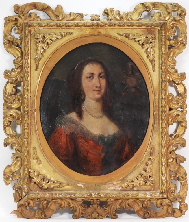 Appraisal: - C ARISTOCRATIC LADY PORTRAIT PAINTING Europe th CenturyDepicts a