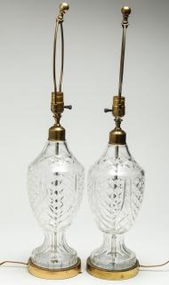 Appraisal: Pair of Waterford Crystal Table Lamps Urn-form each on circular