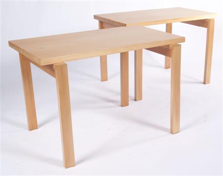 Appraisal: SIR ROBERT MATTHEW PAIR OF SIDE TABLES birch each with