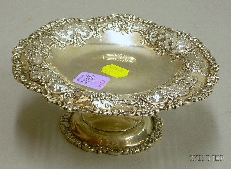 Appraisal: Pierced Tiffany Sterling Silver Compote approx troy oz Marked Tiffany