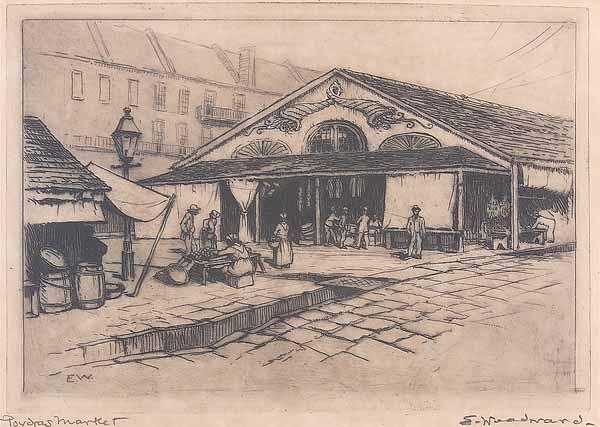 Appraisal: Ellsworth Woodward American New Orleans - Poydras Market etching pencil-signed