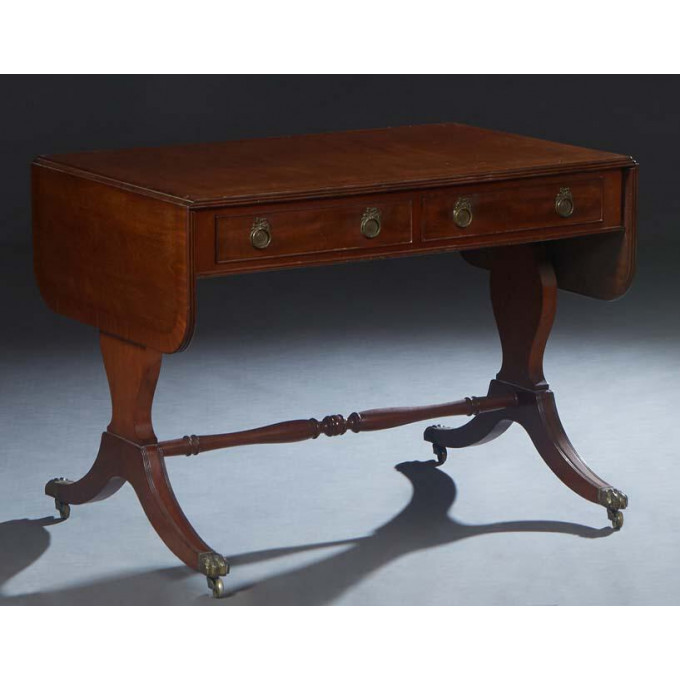 Appraisal: English Inlaid Mahogany Drop Leaf Sofa Table th c the