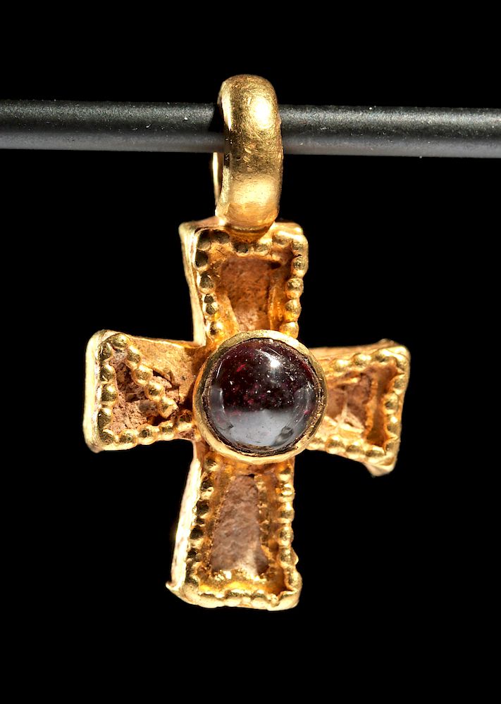 Appraisal: Published Byzantine K Gold Cross w Garnet Ancient Near East