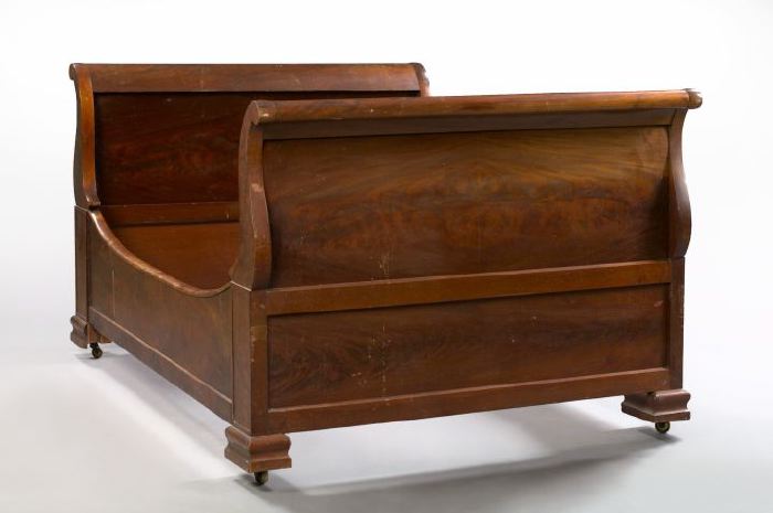 Appraisal: American Late Classical Mahogany Sleigh Bed mid- th century the