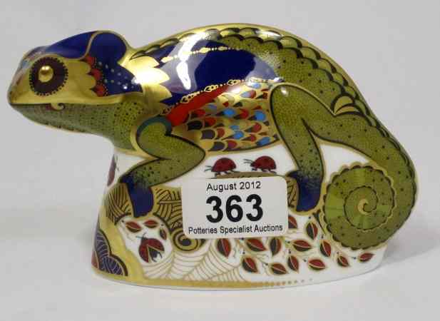 Appraisal: Royal Crown Derby Paperweight Chameleon Boxed