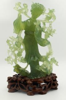 Appraisal: th C Carved Chinese Jade Figure on Stand th C