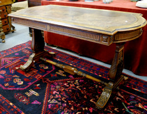 Appraisal: A good th century walnut library writing table the shaped