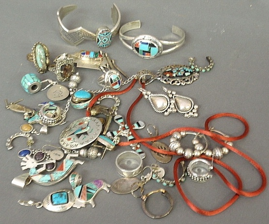 Appraisal: - Group of ladies sterling and Mexican silver jewelry and