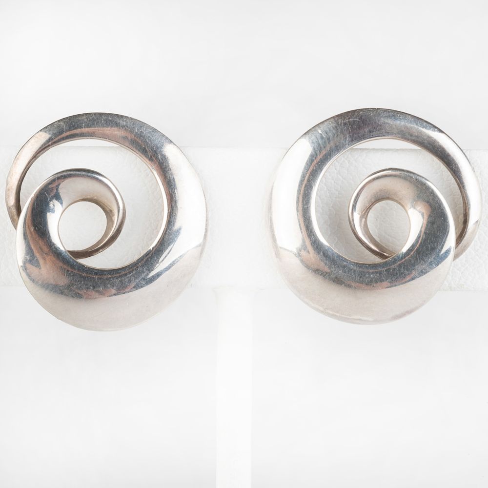 Appraisal: Pair of Georg Jensen Sterling Silver M bius Spiral Earclips