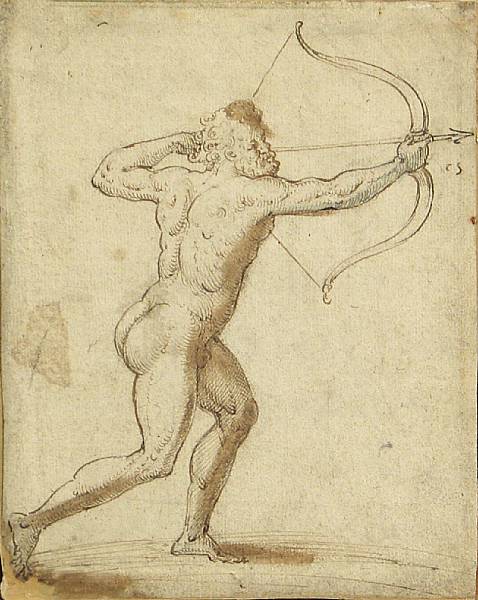 Appraisal: Dutch School th Century Nude male figure holding a bow