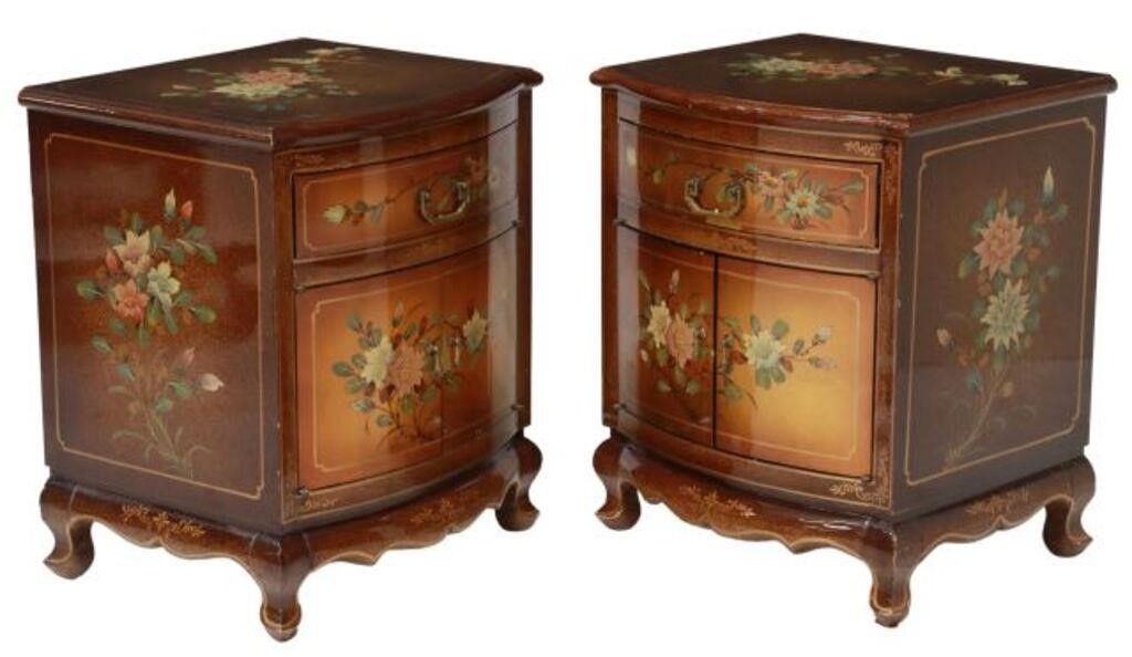 Appraisal: pair Chinese lacquered bedside cabinets late th c the whole