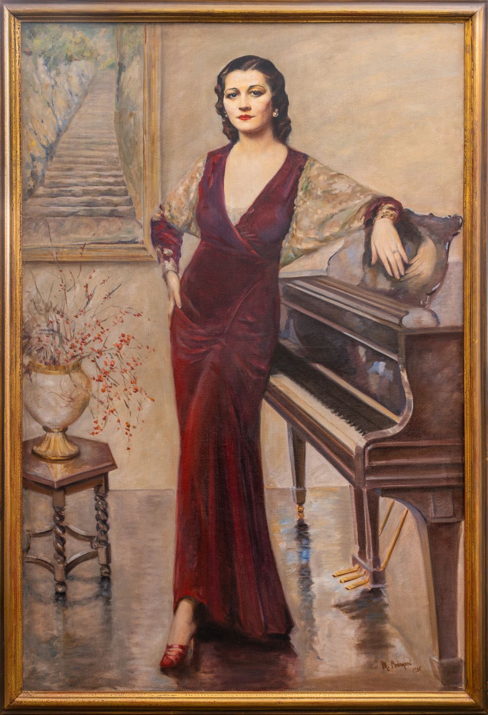 Appraisal: MISHA PODRYSKI WOMAN AT PIANO PORTRAIT Misha Podryski American -