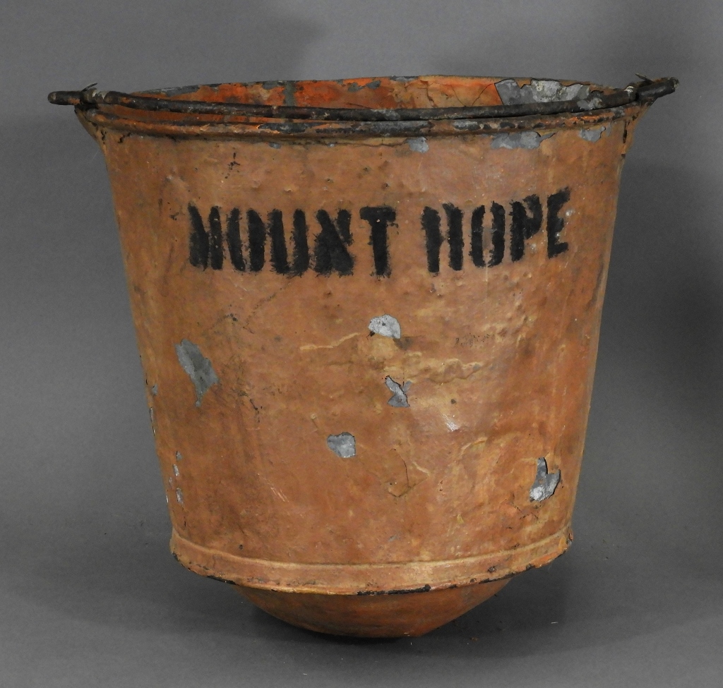 Appraisal: STEAMER MOUNT HOPE FALL RIVER ANTIQUE FIRE BUCKET Rhode Island