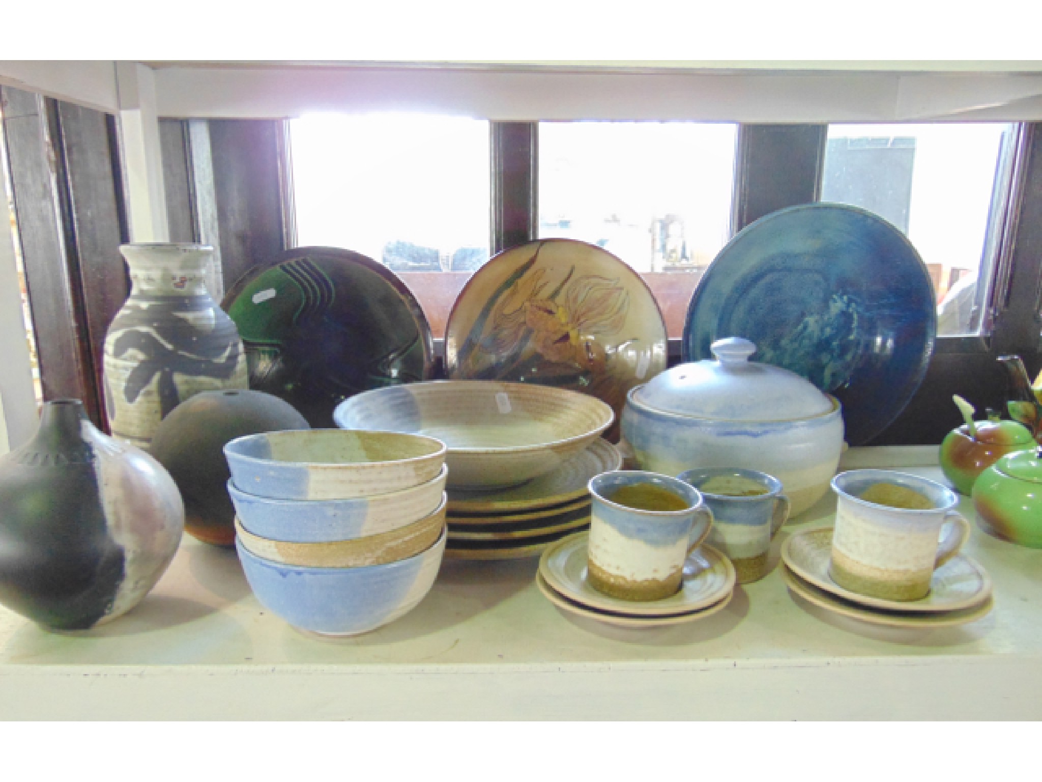 Appraisal: A collection of Studio pottery wares with pale blue and