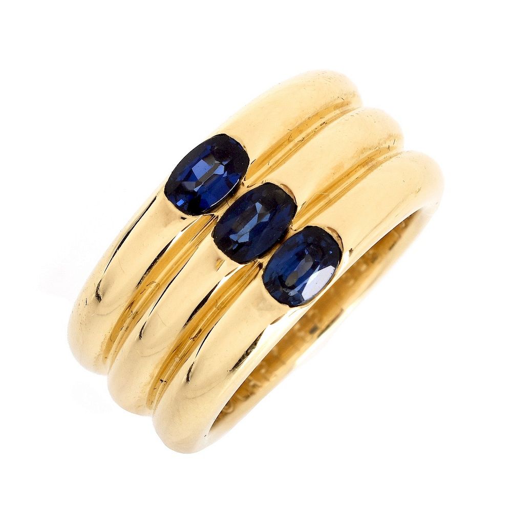 Appraisal: Cartier Sapphire and K Ring Cartier Oval Cut Sapphire and