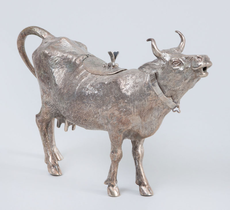 Appraisal: CONTINENTAL SILVER COW-FORM CREAMER Marked ' ' probably German the