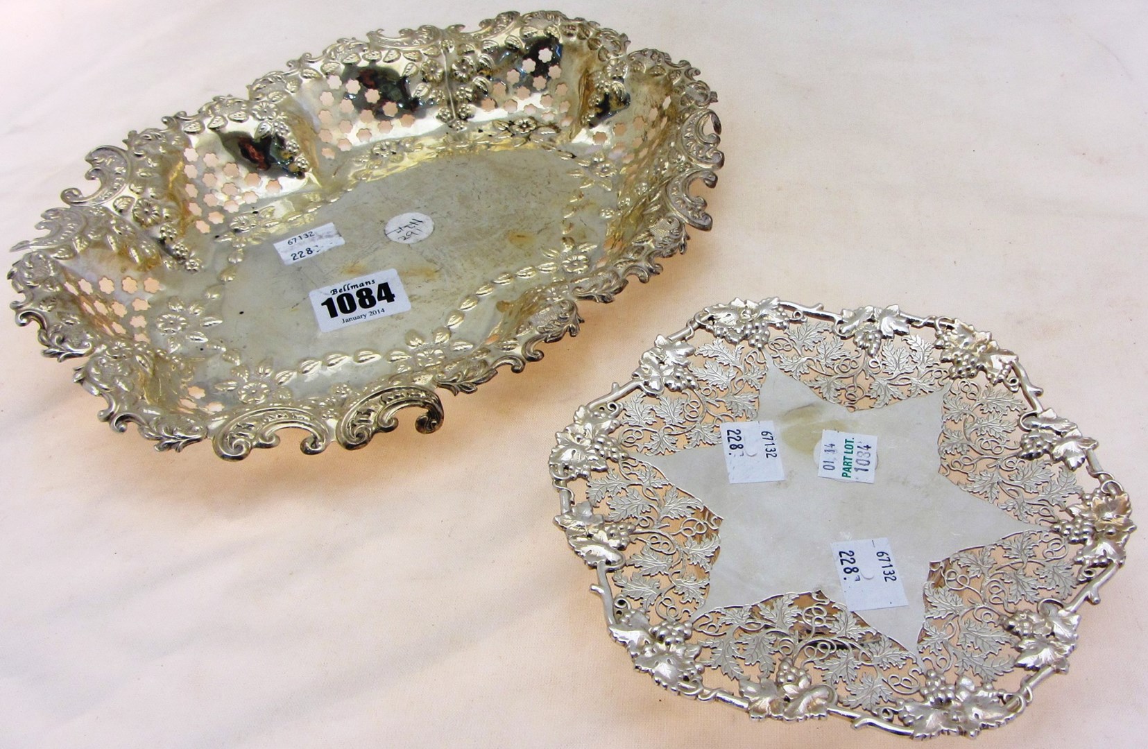 Appraisal: A silver dish of shaped oval form with embossed and