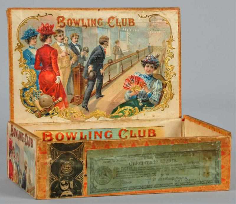 Appraisal: Wonderful Bowling Club Cigar Box Description Quite rare Depicts a