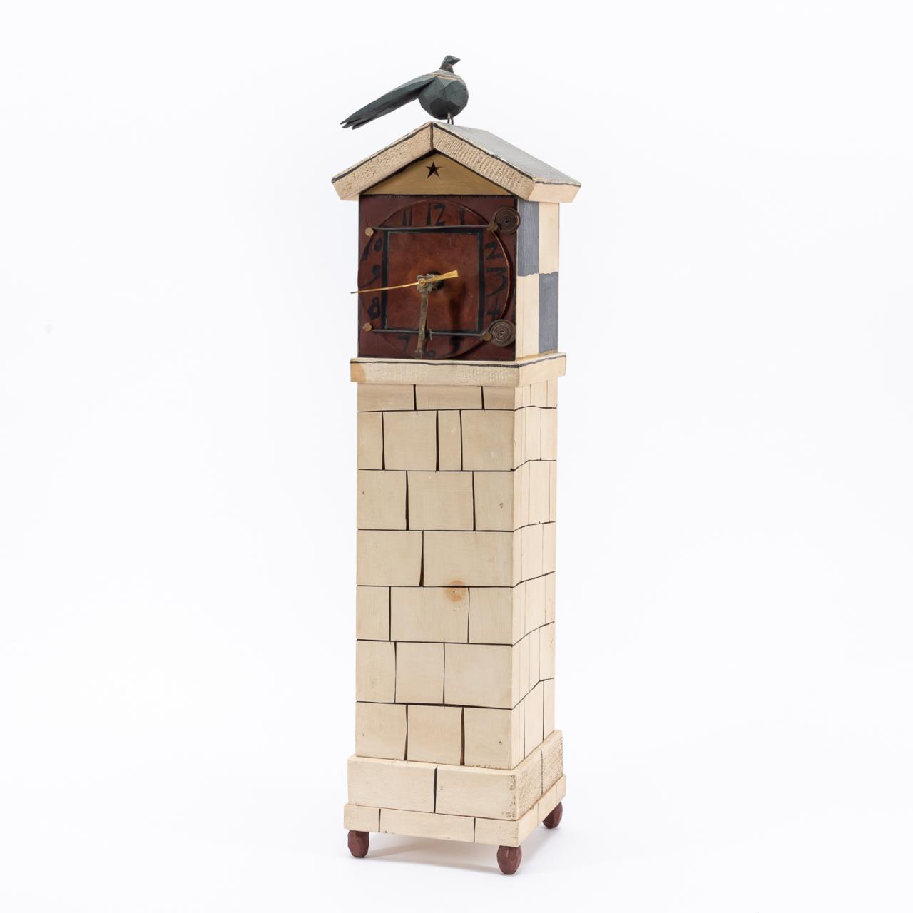 Appraisal: DAN HALE PAINTED FOLK ART CLOCK TOWER Daniel Hale American