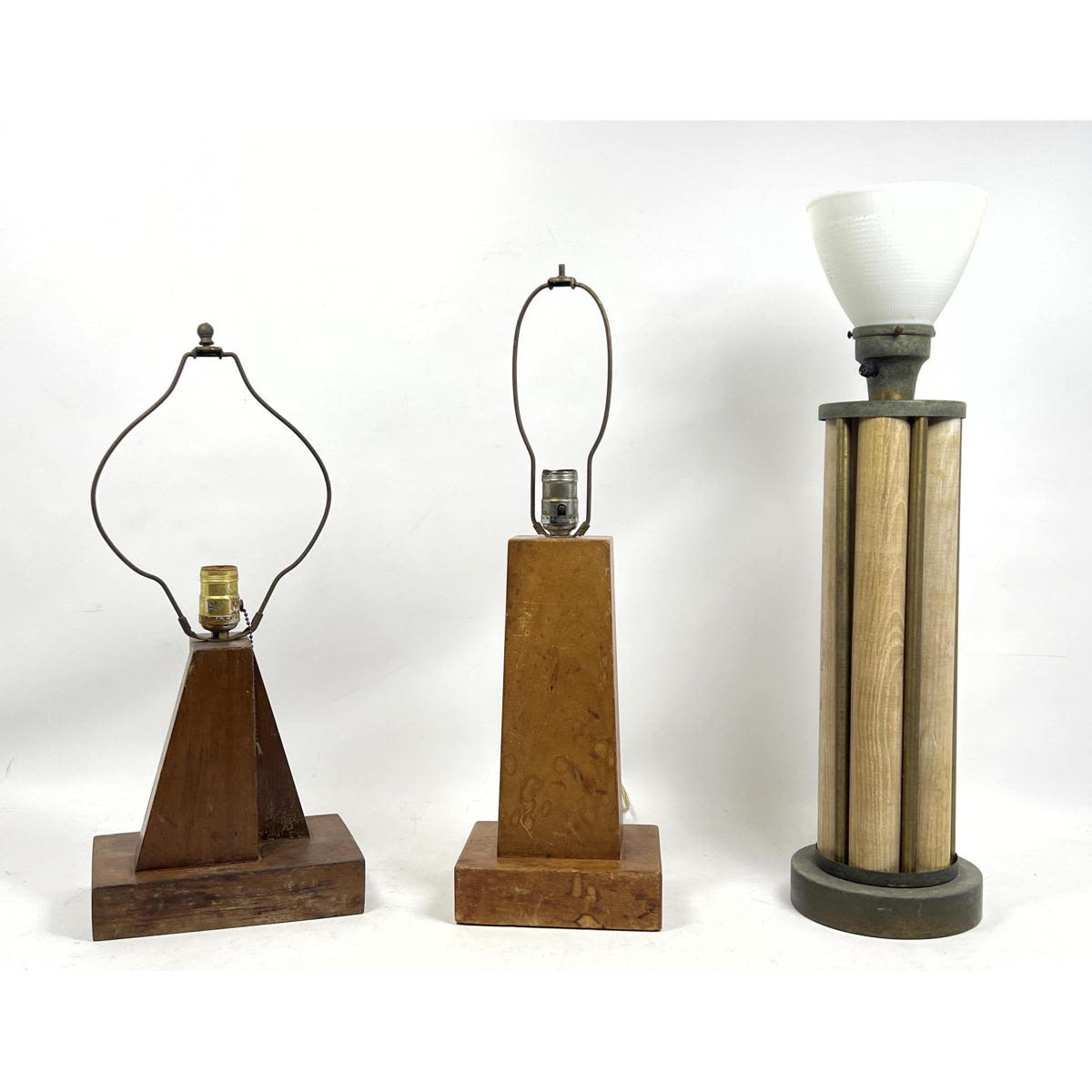 Appraisal: pc Modern Wood Table Lamps Assorted shapes and sizes Vintage