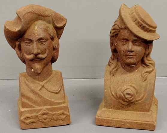 Appraisal: Pair of cast iron Elizabethan busts of a man and