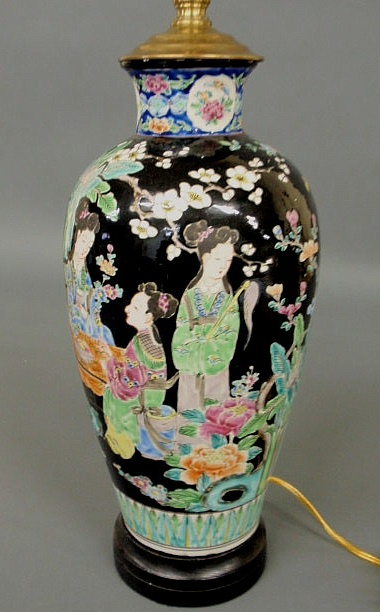 Appraisal: Oriental porcelain table lamp Urn h