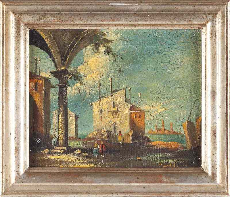 Appraisal: Continental School th c Mediterranean Bayoil on canvas illegible signature