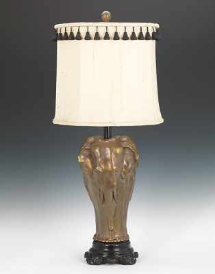 Appraisal: An Elephant Form Table Lamp Three elephants in brown bronze