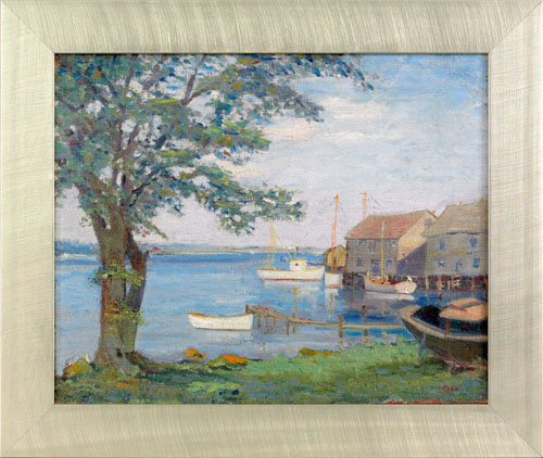 Appraisal: Morris Hall Pancoast American - oil on canvas harbor scene