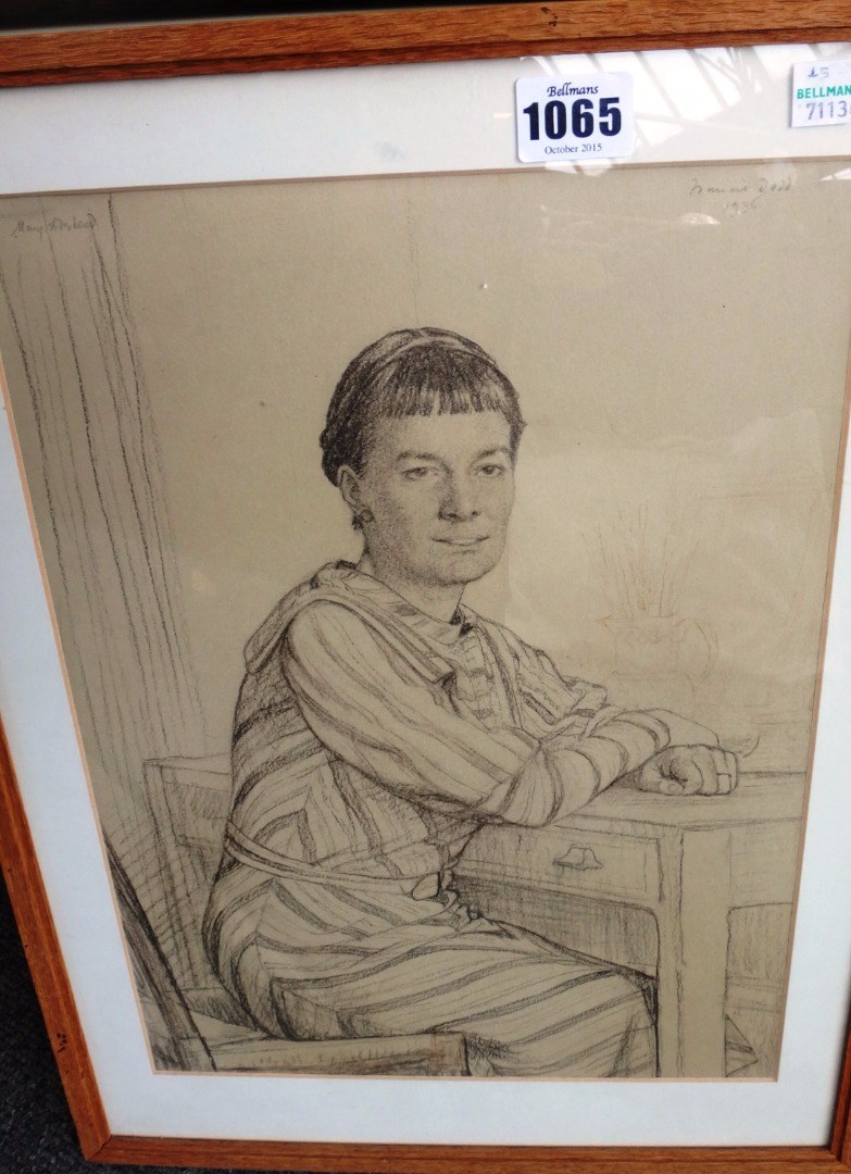 Appraisal: Francis Dodd - Portrait of Mary Adshead black chalk signed