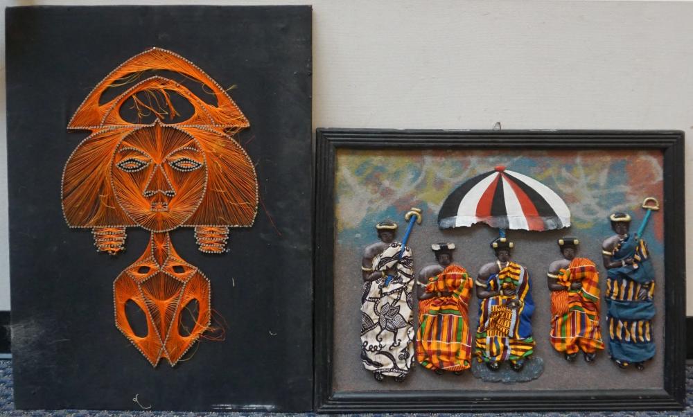 Appraisal: AFRICAN SCHOOL TH CENTURY FIGURES IN PROCESSION MIXED MEDIA ON