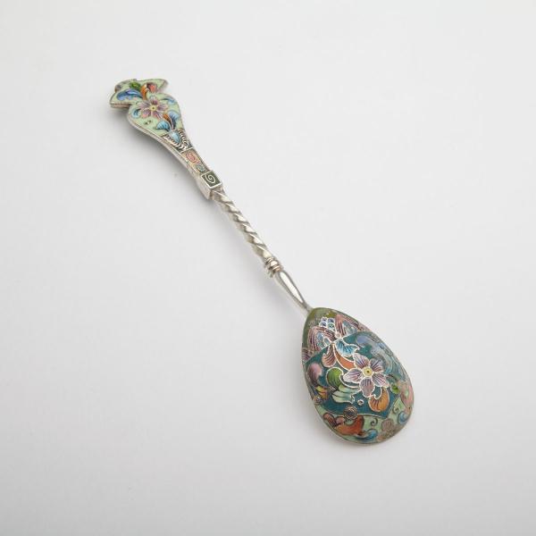 Appraisal: Russian Silver and Cloisonn Enamel Spoon th Artel Moscow c