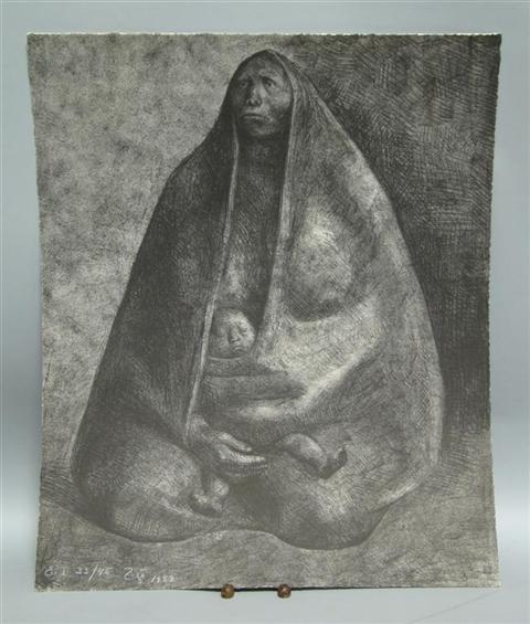 Appraisal: FRANCISCO ZUNIGA MEXICAN - WOMAN WITH BOY Lithograph x in