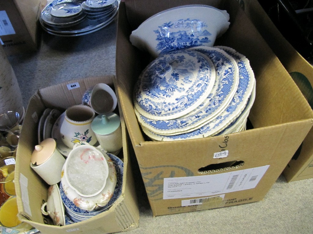 Appraisal: Lot comprising two boxes of assorted ceramics to include Poole