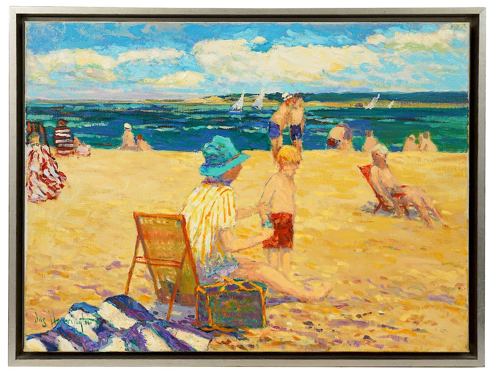 Appraisal: James R Harrington 'Day at the Beach' O C James