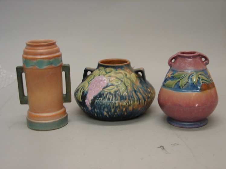 Appraisal: Roseville grouping including a Futura beer mug Wisteria squat vase