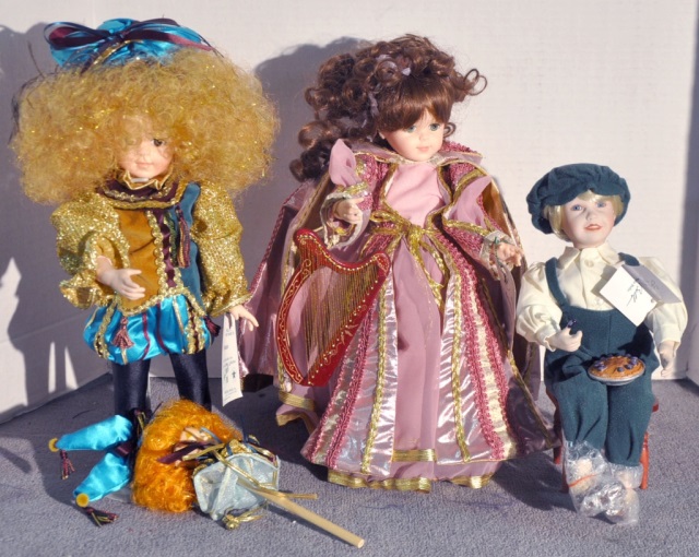 Appraisal: Three Collectible Dolls in Porcelain VinylIncluding Little Jack Horner in