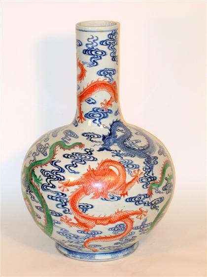 Appraisal: Large Chinese iron red and green decorated blue underglazed vase