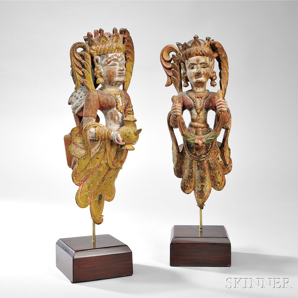 Appraisal: Two Wood Carvings of Mythical Creatures Southeast Asia th th