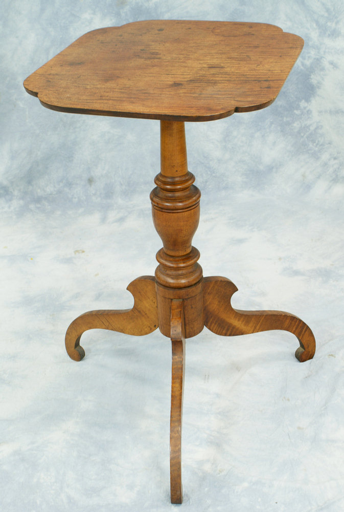 Appraisal: Figured maple Federal candlestand old finish early th c Estimate