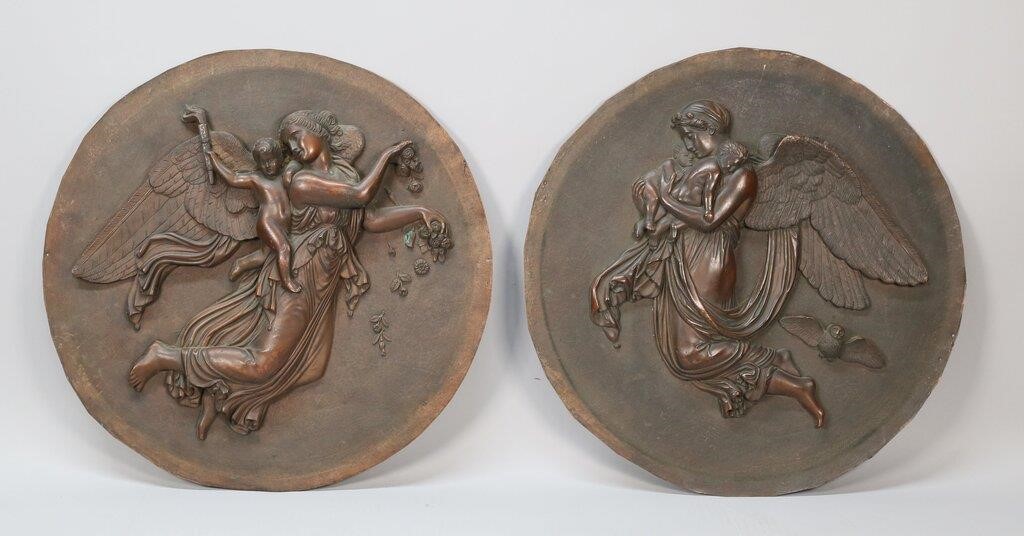 Appraisal: After Bertel Thorvaldsen Danish - White metal cast plaques of