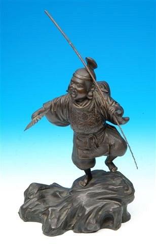 Appraisal: A JAPANESE MEIJI PERIOD BRONZE STUDY of a dancing fisherman