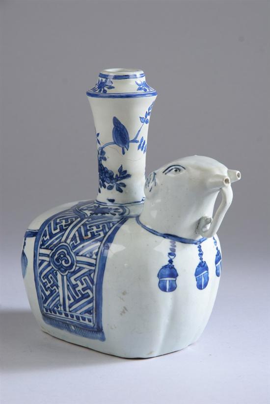 Appraisal: CHINESE BLUE AND WHITE PORCELAIN ELEPHANT-FORM KENDI Wanli period circa