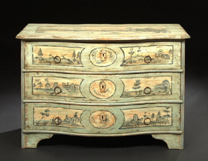 Appraisal: Continental Paint-Decorated Pine Chest mid- th century and later the